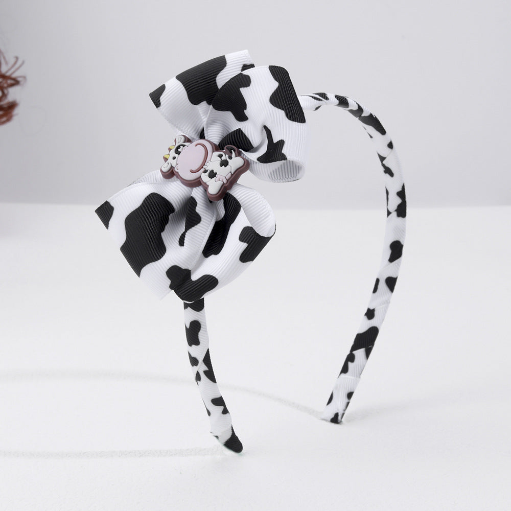 Wholesale  20pcs/pack European and American Cow Pattern Bow Hairpins Popular Kidsren' s Bow Hair